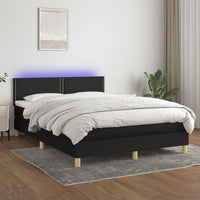 Letto a Molle con Materasso e LED Nero 140x190 cm in Tessuto 3133631