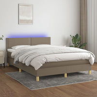 Letto a Molle con Materasso e LED Tortora 140x190 cm in Tessutocod mxl 74820