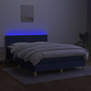 Letto a Molle con Materasso e LED Blu 140x190 cm in Tessuto 3133635