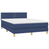 Letto a Molle con Materasso e LED Blu 140x190 cm in Tessuto 3133635