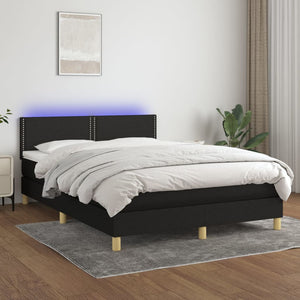 Letto a Molle con Materasso e LED Nero 140x200 cm in Tessutocod mxl 98824