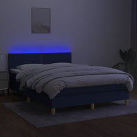 Letto a Molle con Materasso e LED Blu 140x200 cm in Tessuto 3133643