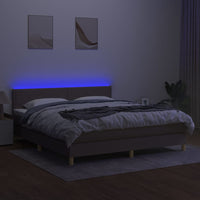 Letto a Molle con Materasso e LED Tortora 160x200 cm in Tessuto cod mxl 63693