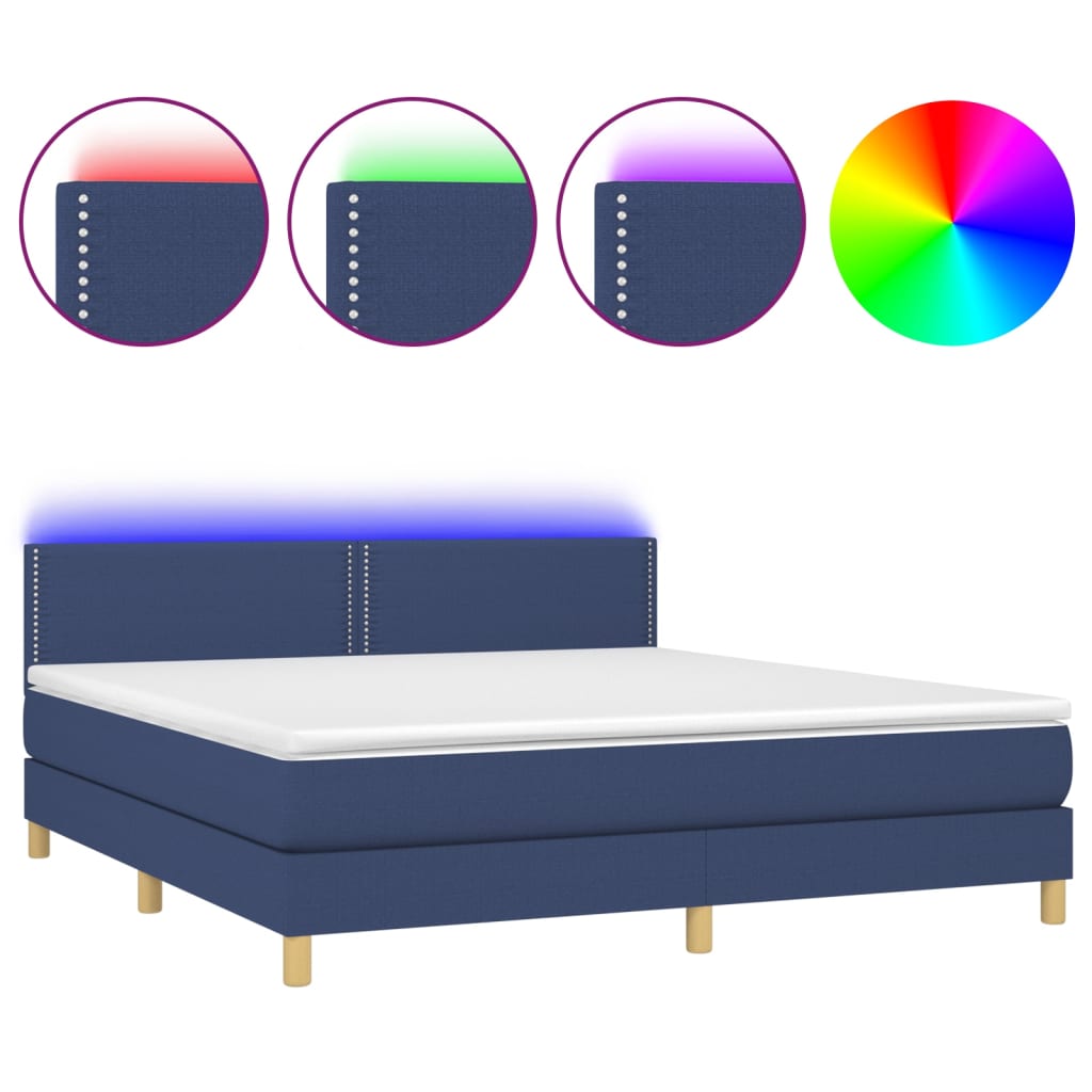 Letto a Molle con Materasso e LED Blu 160x200 cm in Tessuto cod mxl 62217