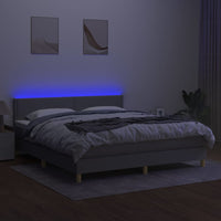 Letto a Molle Materasso e LED Grigio Chiaro 180x200 cm Tessuto 3133653