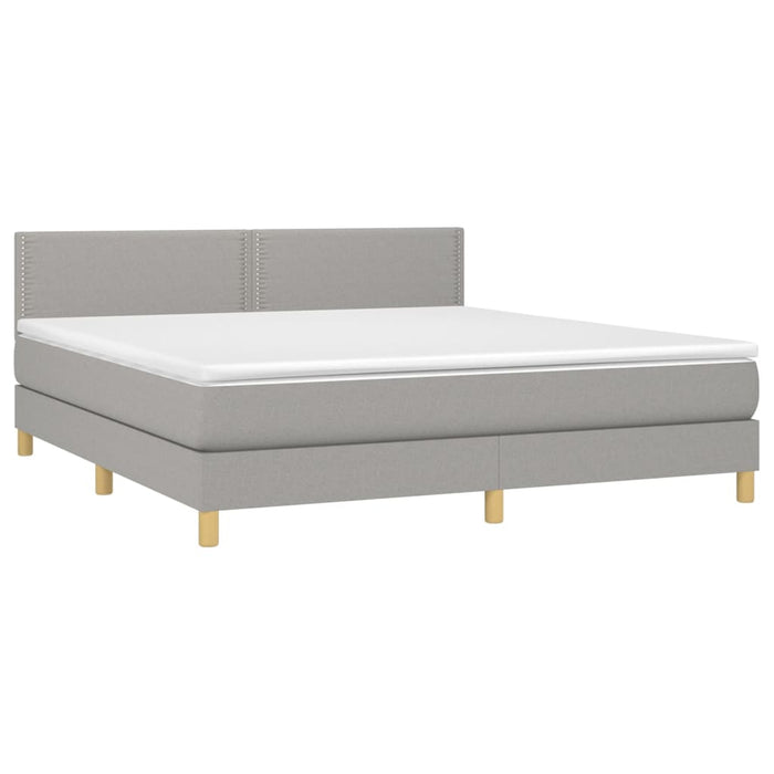 Letto a Molle Materasso e LED Grigio Chiaro 180x200 cm Tessuto 3133653