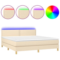 Letto a Molle con Materasso e LED Crema 180x200 cm in Tessuto cod mxl 61927