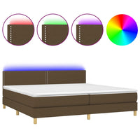 Letto a Molle Materasso e LED Marronescuro 200x200cm in Tessuto cod mxl 54398