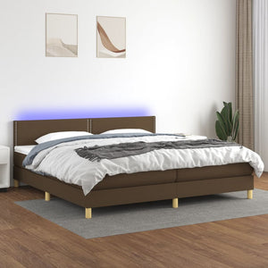 Letto a Molle Materasso e LED Marronescuro 200x200cm in Tessuto cod mxl 54398