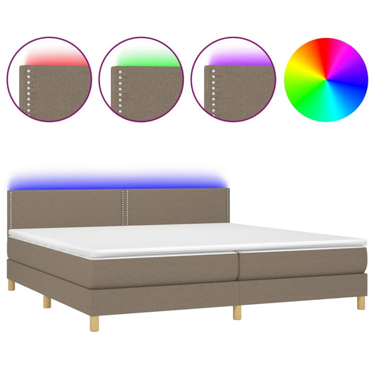 Letto a Molle Materasso e LED tortora 200x200cm in Tessuto cod mxl 55931