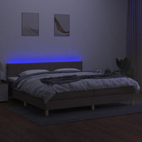 Letto a Molle Materasso e LED tortora 200x200cm in Tessuto cod mxl 55931