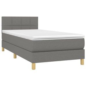 Letto a Molle Materasso e LED Grigio Scuro 80x200 cm in Tessuto cod mxl 56188