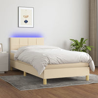 Letto a Molle con Materasso e LED Crema 80x200 cm in Tessuto cod mxl 61449