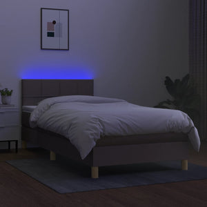 Letto a Molle con Materasso e LED Tortora 90x190 cm in Tessuto 3133681