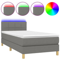 Letto a Molle Materasso e LED Grigio Scuro 100x200cm in Tessutocod mxl 122761