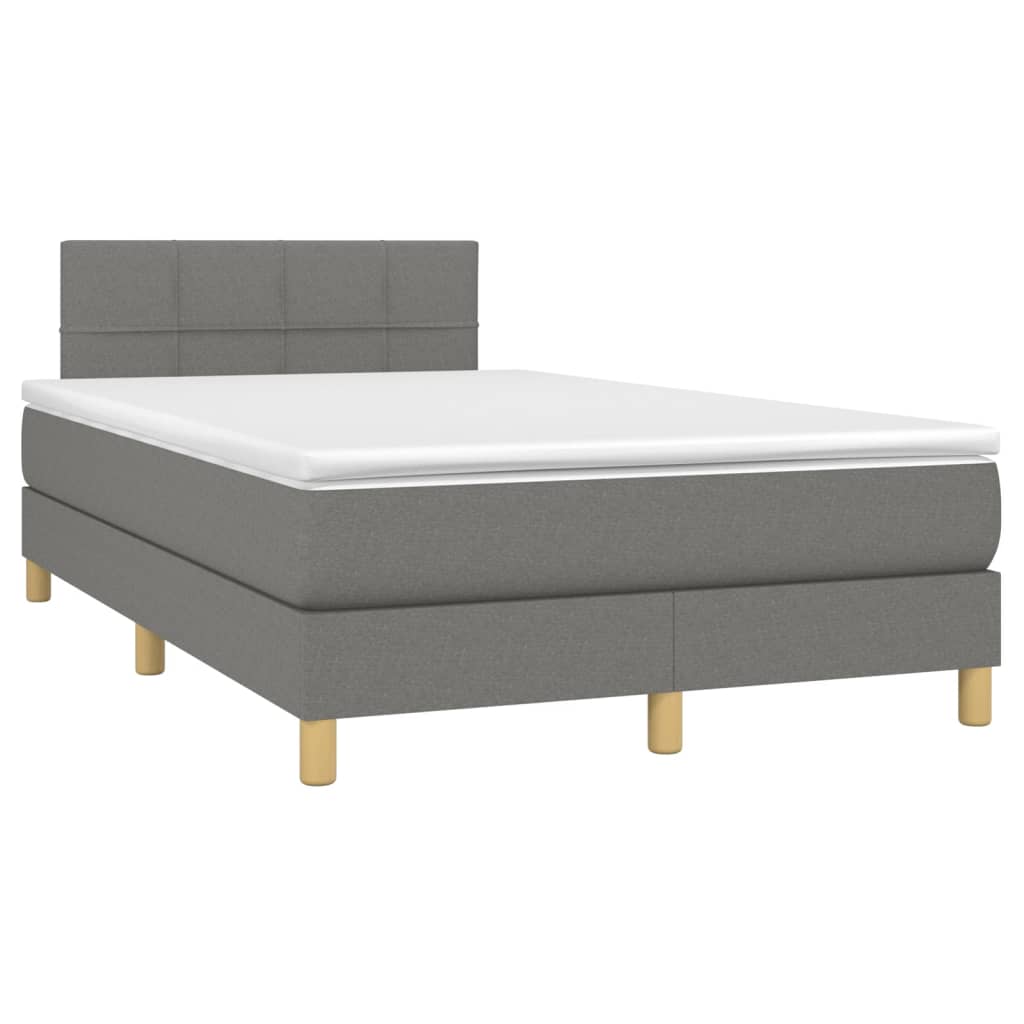 Letto a Molle Materasso e LED Grigio Scuro 120x200cm in Tessuto 3133702