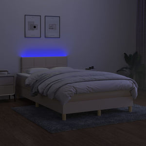 Letto a Molle con Materasso e LED Crema 120x200cm in Tessuto 3133706