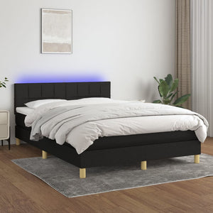 Letto a Molle con Materasso e LED Nero 140x190 cm in Tessutocod mxl 122759