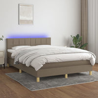 Letto a Molle con Materasso e LED Tortora 140x190 cm in Tessutocod mxl 122757