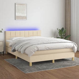 Letto a Molle con Materasso e LED Crema 140x190 cm in Tessutocod mxl 98828