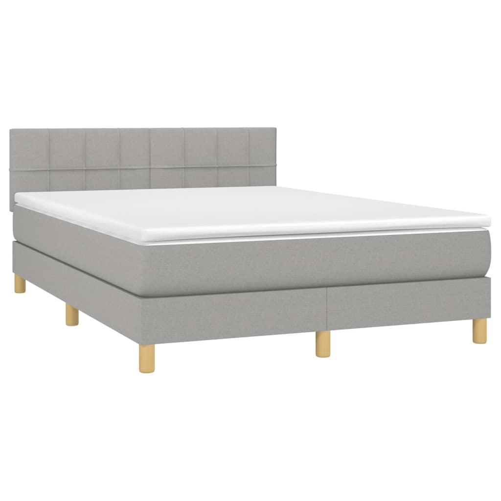 Letto a Molle Materasso e LED Grigio Chiaro 140x200 cm Tessuto 3133717