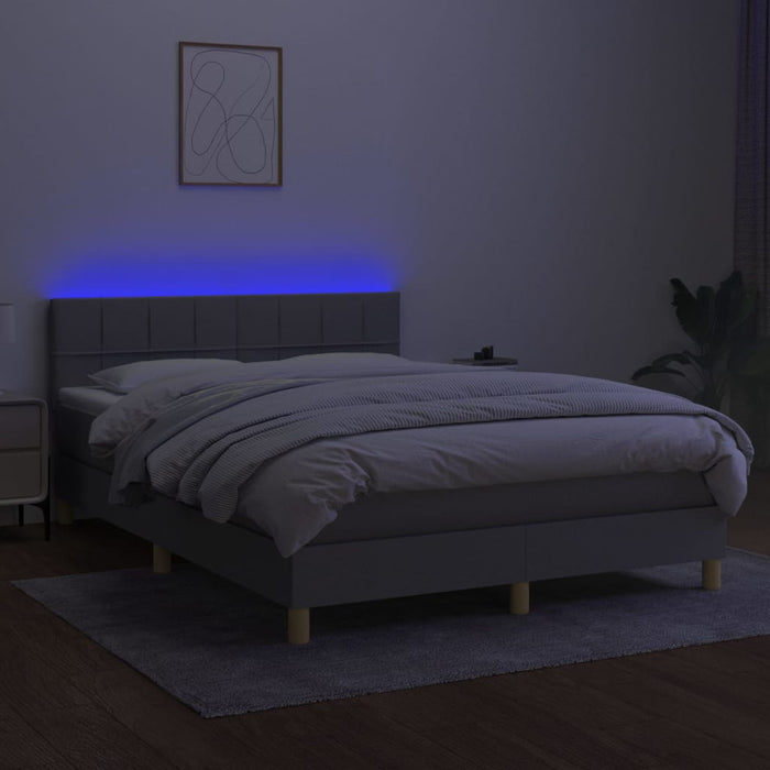 Letto a Molle Materasso e LED Grigio Chiaro 140x200 cm Tessuto 3133717