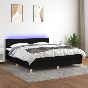 Letto a Molle con Materasso e LED Nero 180x200cm in Tessuto cod mxl 61626