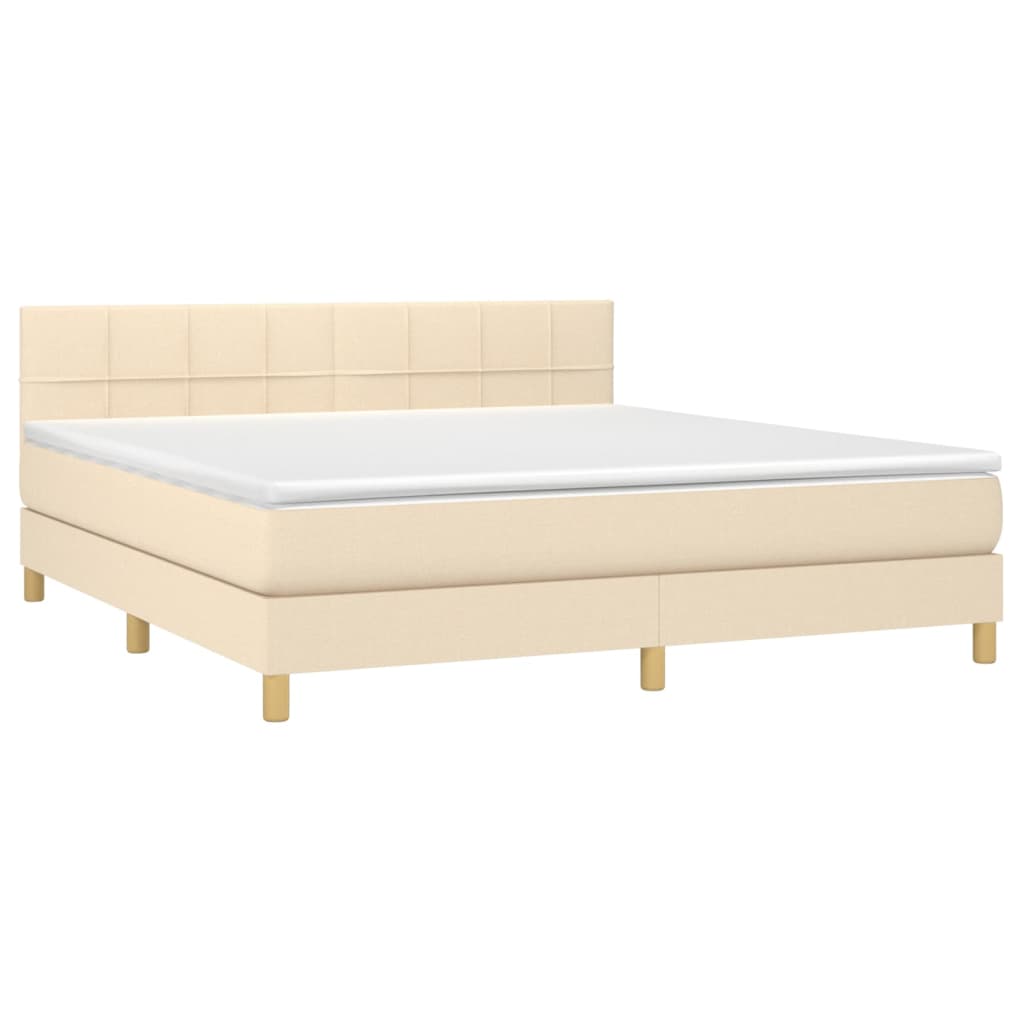 Letto a Molle con Materasso e LED Crema 180x200 cm in Tessuto cod mxl 61925