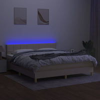 Letto a Molle con Materasso e LED Crema 180x200 cm in Tessuto cod mxl 61925