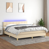 Letto a Molle con Materasso e LED Crema 180x200 cm in Tessuto cod mxl 61925