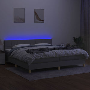 Letto a Molle Materasso e LED Grigio Chiaro 200x200 cm Tessuto cod mxl 65115