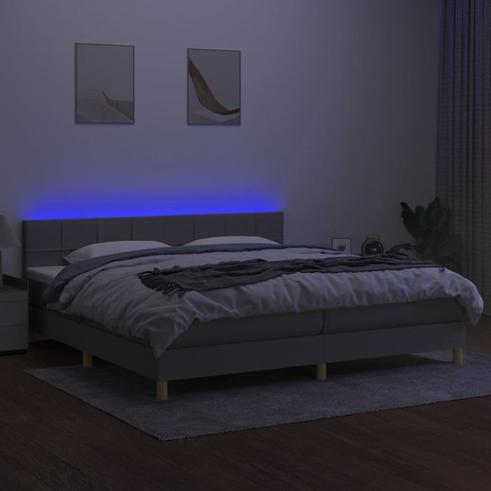 Letto a Molle Materasso e LED Grigio Chiaro 200x200 cm Tessuto cod mxl 65115