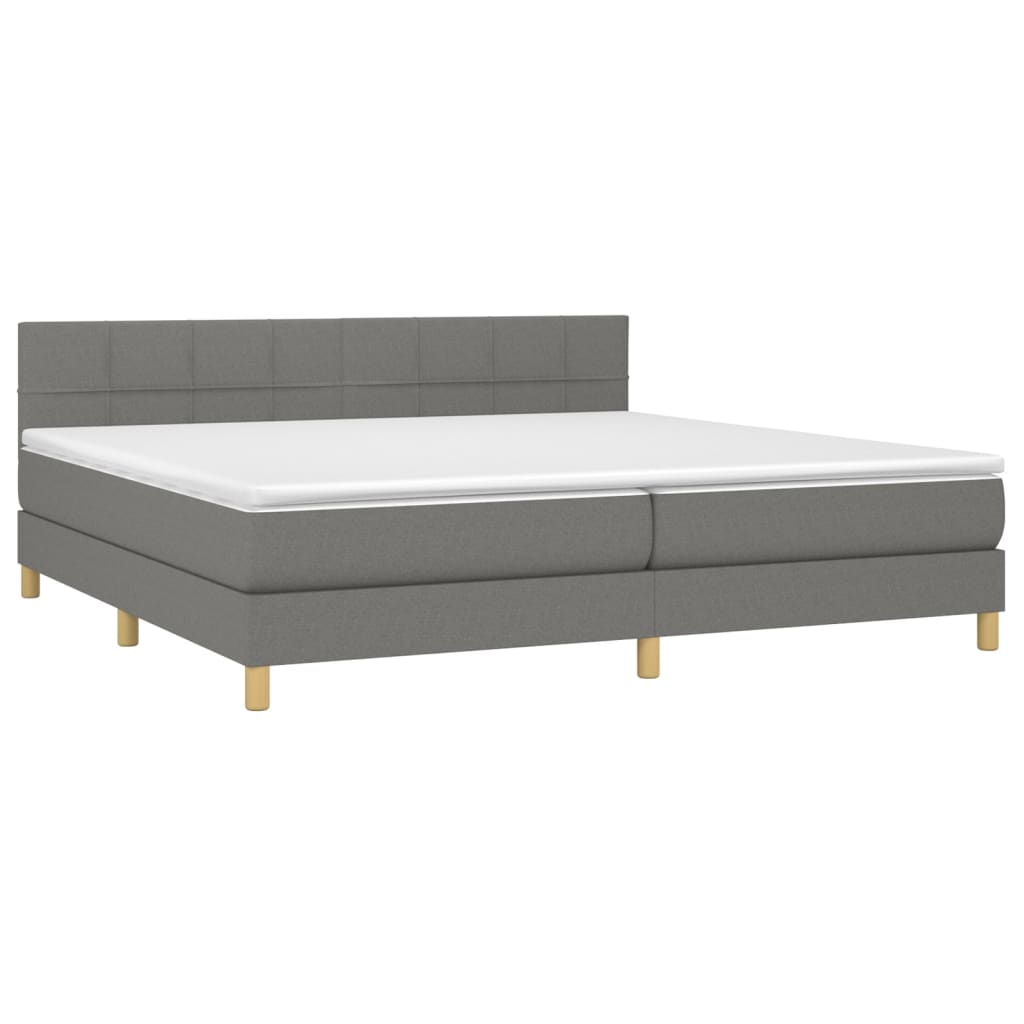 Letto a Molle Materasso e LED Grigio Scuro 200x200cm in Tessuto 3133742