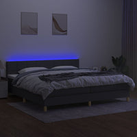 Letto a Molle Materasso e LED Grigio Scuro 200x200cm in Tessuto 3133742