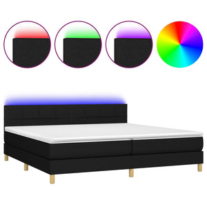 Letto a Molle Materasso e LED Nero 200x200cm in Tessuto 3133743