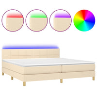 Letto a Molle Materasso e LED bianco 200x200cm in Tessuto 3133746