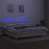 Letto a Molle Materasso e LED bianco 200x200cm in Tessuto 3133746