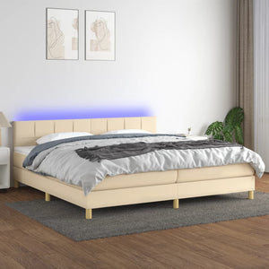 Letto a Molle Materasso e LED bianco 200x200cm in Tessuto 3133746