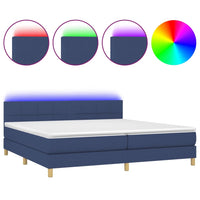 Letto a Molle Materasso e LED Blu 200x200cm in Tessuto cod mxl 56833