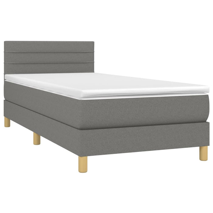 Letto a Molle Materasso e LED Grigio Scuro 80x200 cm in Tessuto cod mxl 56172