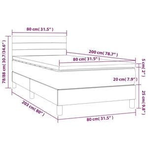 Letto a Molle con Materasso e LED Crema 80x200 cm in Tessuto cod mxl 66158