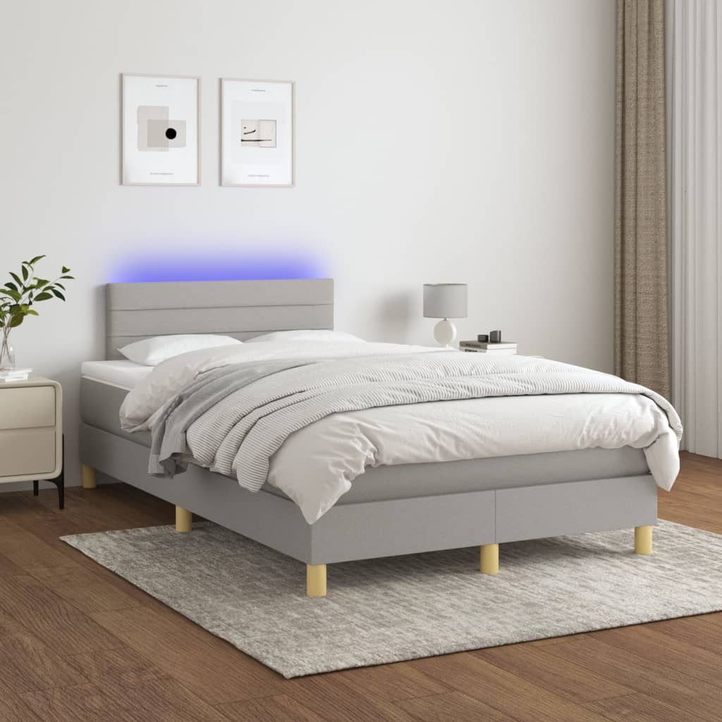 Letto a Molle Materasso e LED Grigio Chiaro 120x200 cm Tessuto cod mxl 62808