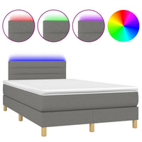 Letto a Molle Materasso e LED Grigio Scuro 120x200cm in Tessuto 3133782