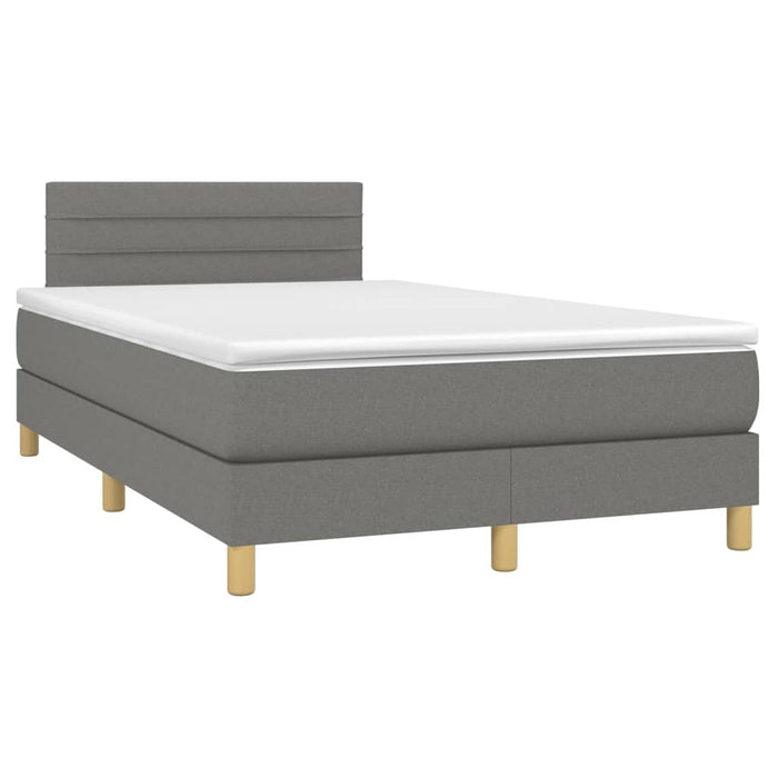 Letto a Molle Materasso e LED Grigio Scuro 120x200cm in Tessuto 3133782