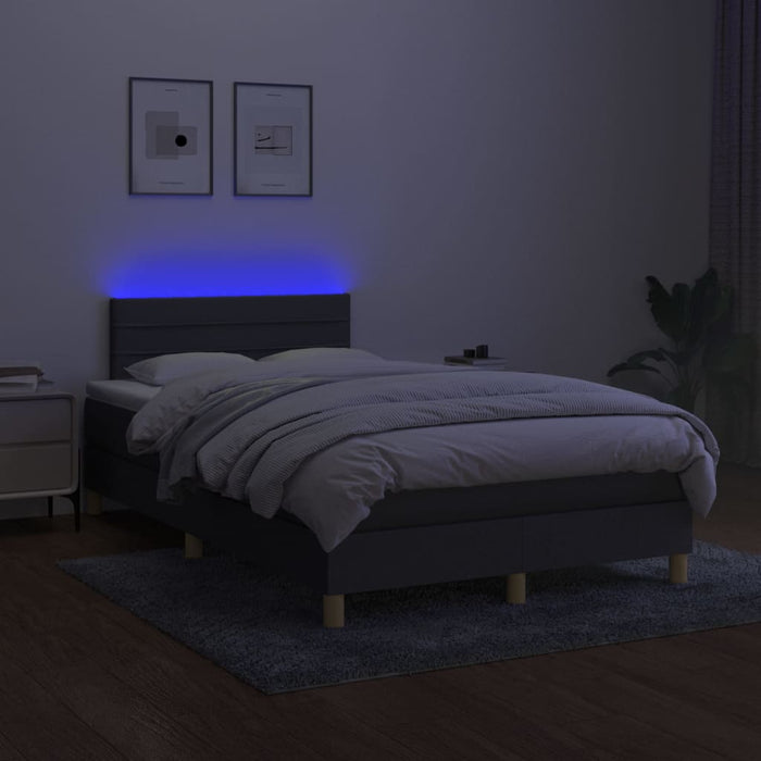 Letto a Molle Materasso e LED Grigio Scuro 120x200cm in Tessuto 3133782