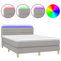 Letto a Molle Materasso e LED Grigio Chiaro 140x190 cm Tessuto 3133789