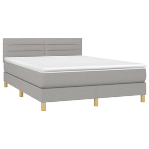 Letto a Molle Materasso e LED Grigio Chiaro 140x190 cm Tessuto 3133789