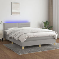 Letto a Molle Materasso e LED Grigio Chiaro 140x190 cm Tessuto 3133789