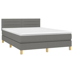 Letto a Molle Materasso e LED Grigio Scuro 140x200cm in Tessuto cod mxl 63901