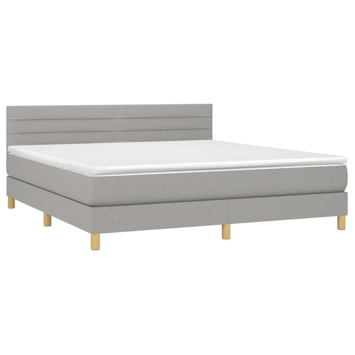 Letto a Molle Materasso e LED Grigio Chiaro 160x200 cm Tessuto 3133805